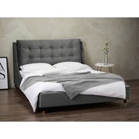 LPD Furniture Sloane Double Grey Fabric Bed