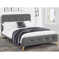 Julian Bowen Astrid Curved Retro Buttoned Bed King Size Grey Fabric Bed