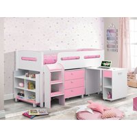 Julian Bowen Kimbo Cabin Bed Single White and Pink Cabin Bed