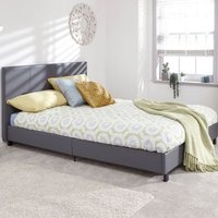 Bugi Double Bed Faux Leather Grey 4 x 7ft