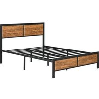 Homcom King Size Industrial-Style Steel Bed Frame