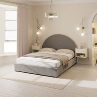 Eldon King Size Bed Wood & Fabric Grey 5 x 7ft
