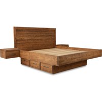 Amble Bed With Storage - Rustic Pine With Bedside Tables Super King  - Funky Chunky Furniture