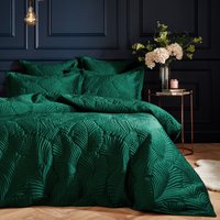 Palmeria Quilted Velvet Duvet Cover Set Emerald, Emerald / Super King