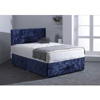 New Crush Velvet Plain Headboard Classic Reinforced Divan Set / 2 Ft 6 Small Single / Nostorage / Black / Nomattress