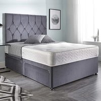 Grey Divan Set + Matching Headboard + Choice of Mattress / 2 Ft 6 Small Single / Opencoil 135 Springmemoryfoa / Nostorage / Matchingheadboard