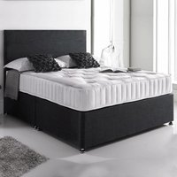 Damask Cotton Divan Bed Set + Orthopaedic Spring Memory Foam Mattress / 2 Ft 6 Small Single / Nostorage / Cream Suede