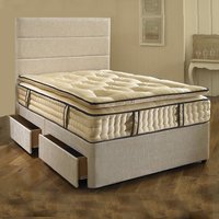 Platinum Divan Bed Set with 3000 Series Pocket Spring Pillow Top Mattress / 3 Ftsingle / Nostorage / White Leather