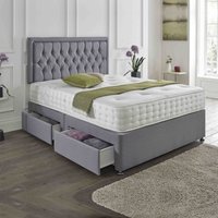 Naples Suede Divan Set with Matching Headboard & Choice of Mattress / 2 Ft 6 Small Single / Nostorage / Naples Grey / No Mattress
