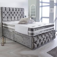 Crushed Velvet Divan Set + Pocket 1550 Spring Memory Mattress + Matching Footboard & Headboard / 2 Ft 6 Small Single / Black / Nostorage / Nomattress