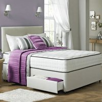 Divan Bed Set with High Density Spring Memory Foam Mattress + Headboard / 2 Ft 6 Small Single / Nostorage / Cream Suede
