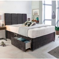 Plush Divan Set with Matching Designer Headboard & Choice of Mattress / 2 Ft 6 Small Single / Nostorage / Plush Noir Black / No Mattress
