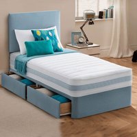 Classic Sky Blue Divan Set with Choice of Mattress / 2 Ft 6 Small Single / Nostorage / Grey / Nomattress