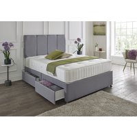 Naples Suede Divan Set with Matching Headboard & Choice of Mattress / 2 Ft 6 Small Single / Nostorage / Naples Grey / No Mattress