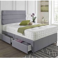 Divan Set with Suede Colour Options – Matching Headboard & Choice of Mattress / 2 Ft 6 Small Single / Nostorage / Naples Grey / No Mattress