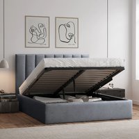 Plush Ottoman Gas Lift Fabric Storage Bed / 3 Ftsingle / Grey / Nomattress Frameonly