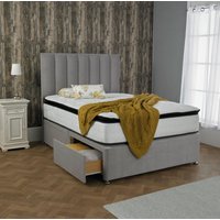 Sutton Fabric Divan with Superior Pocket Spring 2000 Pillow top Memory Foam Mattress / 2 Ft 6 Small Single / Nostorage / Cream Suede