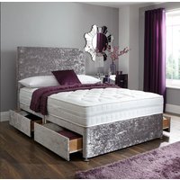 Crushed Velvet Divan Set + Pocket 1550 Spring Memory Mattress + Headboard / 2 Ft 6 Small Single / Black / Nostorage / Nomattress