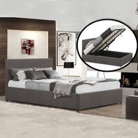 Selena Ottoman Gas Lift Storage Fabric Bed / 3 Ftsingle / Grey / Nomattress Frameonly