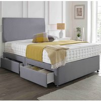 Naples Suede Divan Set with Classic Headboard & Choice of Mattress / 2 Ft 6 Small Single / Nostorage / Naples Grey / No Mattress