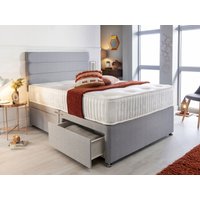 Damask Cotton Divan Set with Matching Headboard & Choice of Mattress / 2 Ft 6 Small Single / Nostorage / Naples Grey / No Mattress