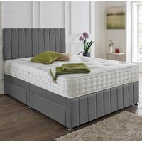 New Plush Divan Set + Matching Oslo Headboard & Footboard + Hand Tufted Pocket Spring Memory Mattress / 2 Ft 6 Small Single / Plush Cream / Nostorage / Nomattress