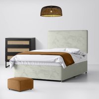 Super King Size - Divan Bed and Cornell Plain Headboard - Light Grey - Velvet - 6ft - Happy Beds