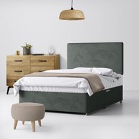Super King Size - Divan Bed and Cornell Plain Headboard - Dark Grey - Velvet - 6ft - Happy Beds