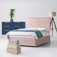 Super King Size - Divan Bed and Cornell Plain Headboard - Pink - Velvet - 6ft - Happy Beds
