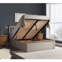 Phoenix - Single - Pearl Grey Wooden Ottoman Storage Bed Frame - Slatted Headboard - 3ft - Happy Beds