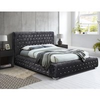Grande - Super King Size - Black - Crushed Velvet - 6ft - Happy Beds