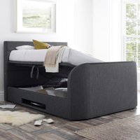 Annecy - Super King Size - Ottoman TV Bed - Dark Grey - Fabric - 6ft - Happy Beds