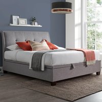 Accent - Super King Size - Ottoman Storage Bed - Light Grey - Fabric - 6ft - Happy Beds