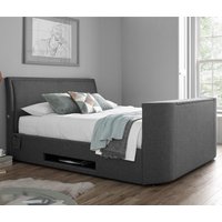 Ardwick - Super King Size - Side-Opening Ottoman Storage Media TV Bed - Grey - Fabric - 6ft - Happy Beds