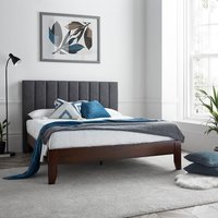 Dallas - King Size - Grey - Fabric and Wooden - Low Foot-End Bed - 5ft - Happy Beds