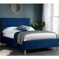 Loxley - King Size - Ottoman Bed - Blue - Velvet - 5ft - Happy Beds