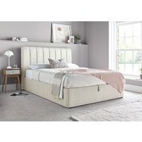 Autumn - Super Kind Size - Ottoman Storage Bed - Oatmeal - Beige - Fabric - 5ft - Happy Beds