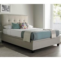 Walkworth - King Size - Ottoman Storage Bed - Neutral Oatmeal - Fabric - 5ft - Happy Beds