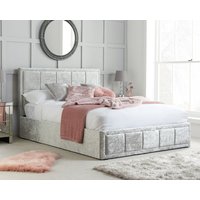 Hannover - Double - Ottoman Bed - Light Grey - Velvet - 4ft6 - Happy Beds