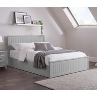 Maine - King Size - Ottoman Storage Bed - Light Grey - Wooden - 5ft - Happy Beds